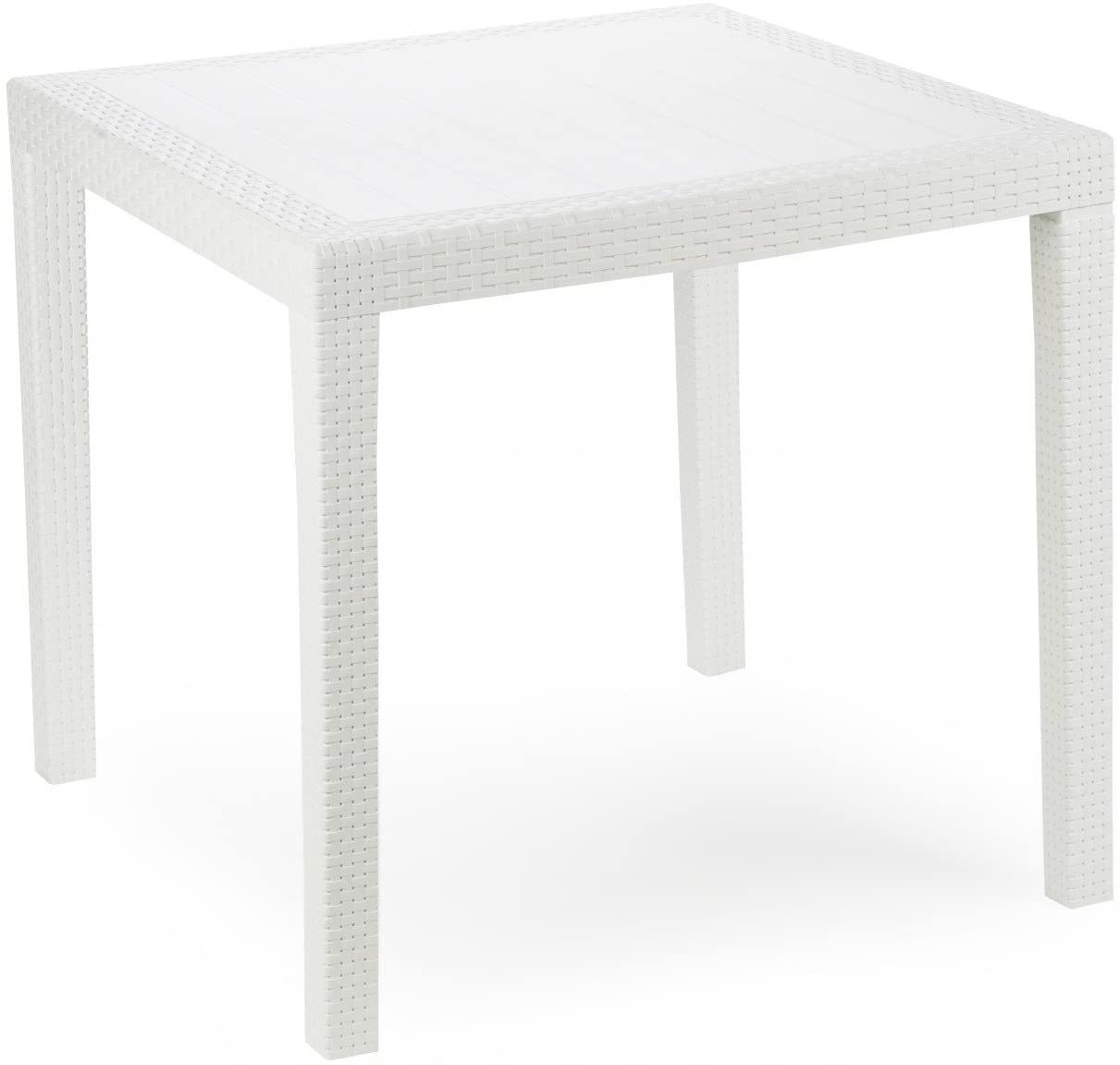 Tavolo in polipropilene finitura "matt" con inserto "rattan" resina riciclabile