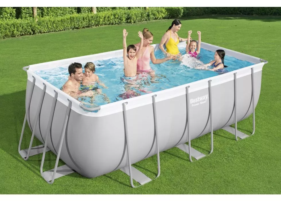 Piscina Fuoriterra Rettangolare con Pompa e Scaletta 412x201x122cm Bestway 56456 - immagine 3