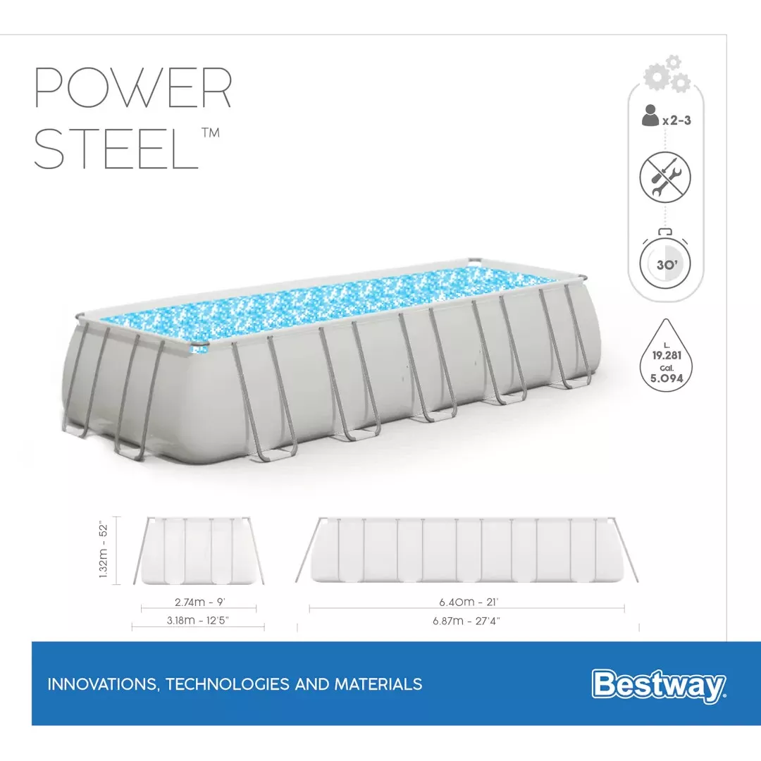 Piscina fuori terra bestway power steel 5612B - 640 x 274 x 132 cm - immagine 2