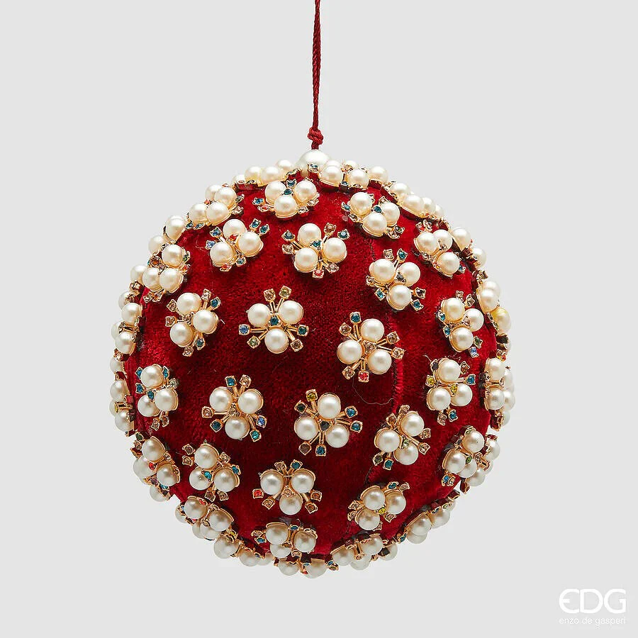 EDG Enzo de Gasperi pallina di natale Elizabeth rossa d 12 cm