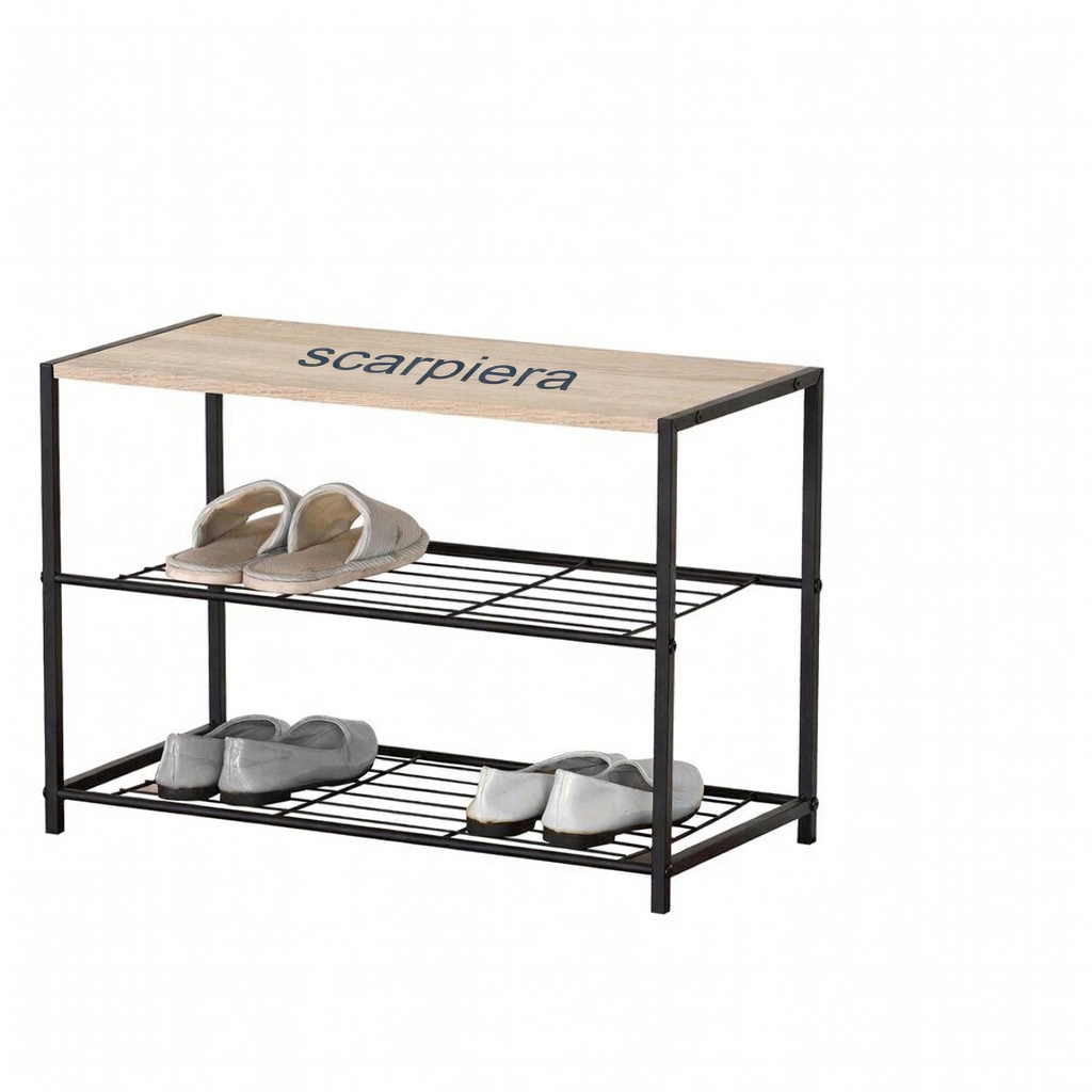 Scarpiera 3 ripiani in legno metallo63X30XH.63 cm - immagine 2